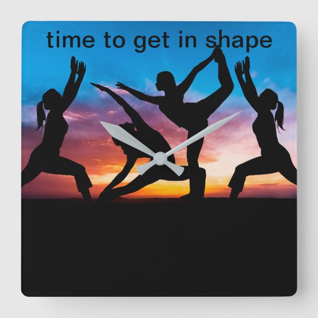 Fitness Health Theme Square Wall Clock (Front)