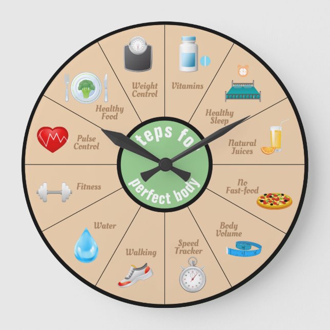 Fitness Healthy Body Large Clock (Front)