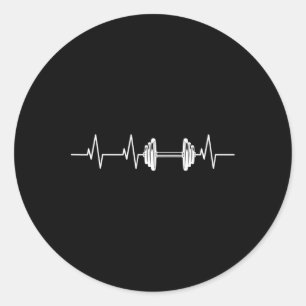 Fitness Heartbeat Dumbbell Heartline Bodybuilding  Classic Round Sticker