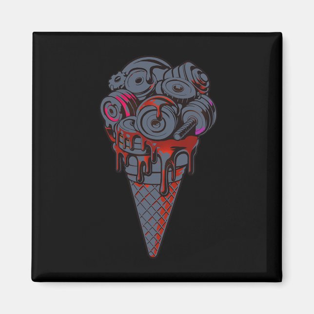 Fitness Ice Cream Cone Dumbbell Humour Gym Lovers  Magnet (Front)