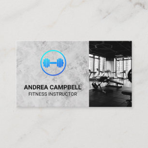 Fitness Instructor Weights Gym Dumbbell Logo Business Card
