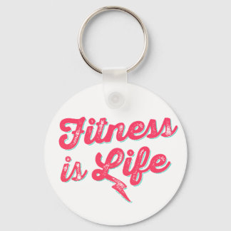 Fitness is Life Hot Pink Fitness Motivation Key Ring