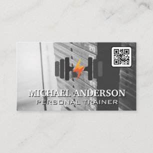 Fitness Logo Gym Dumbbell Weights Business Card