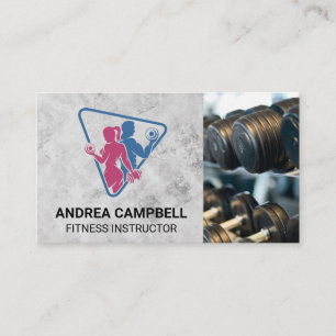 Fitness Logo Gym Weights Business Card
