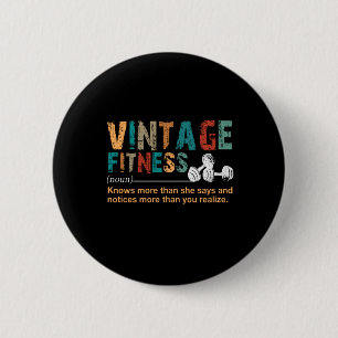 Fitness Lover Vintage Fitness Definition Quote 6 Cm Round Badge