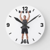 Fitness Man Dumbbell Overhead Press Workout