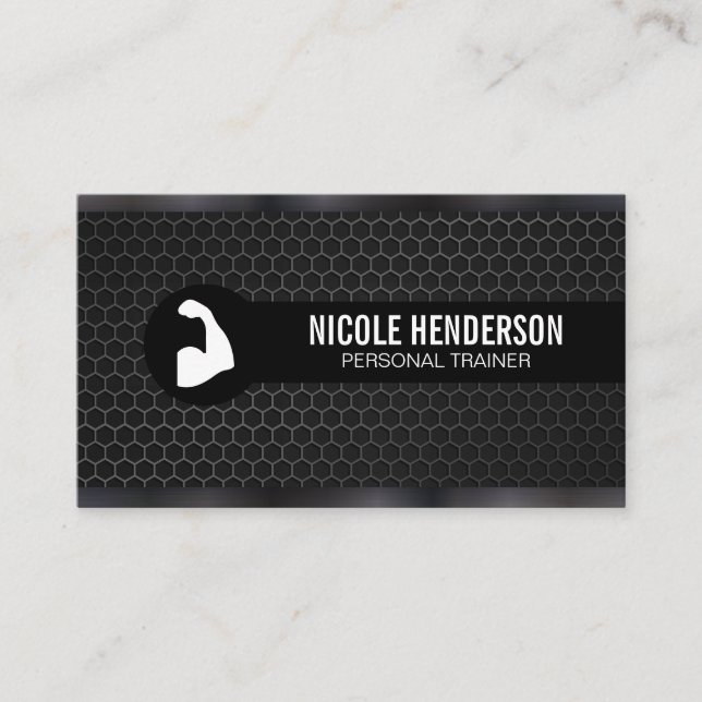 Fitness Manager | Gun Metal Trim | Carbon Fibre Business Card (Front)