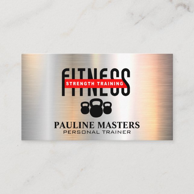 Fitness | Metallic Brushed Appointment Card (Front)