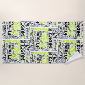 Fitness Motivation Typography Design Beach Towel