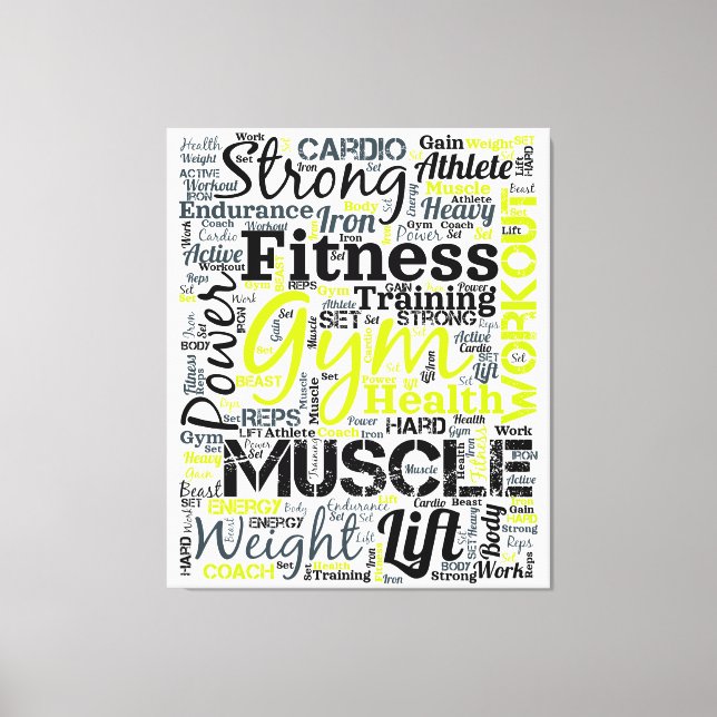 Fitness Motivation Typography Design Canvas Print (Front)