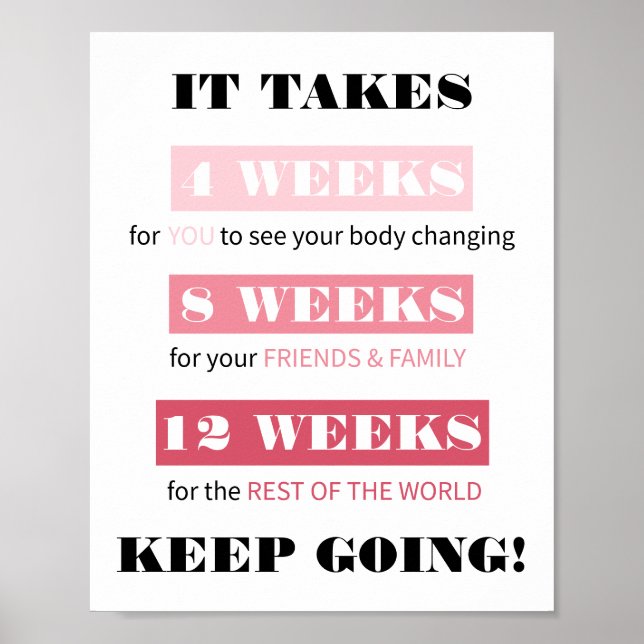 Fitness Motivation Weight Loss Pink Poster (Front)