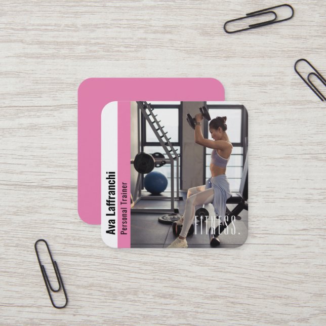 Fitness Personal Trainer | Active Sports Square Business Card (Front/Back In Situ)