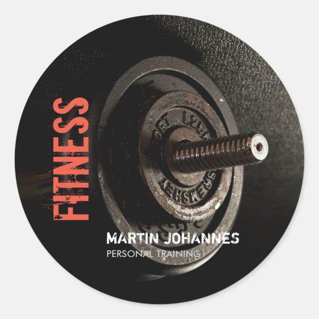 Fitness Personal Trainer Bodybuilding Modern Sharp Classic Round Sticker (Front)