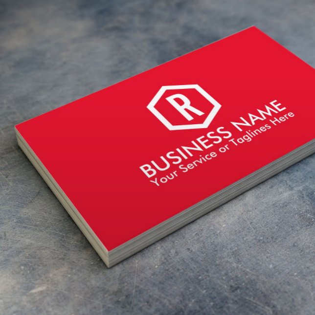 Fitness Personal Trainer Bold Monogram Modern Red Business Card (Creator Uploaded)