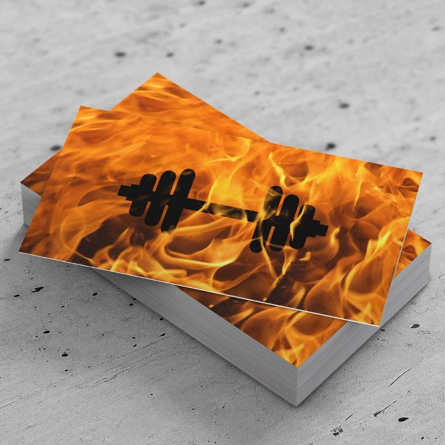 Fitness Personal Trainer Fire and Flames Business Card (Creator Uploaded)
