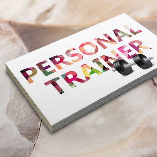 Fitness Personal Trainer Geometric Mosaic Text Business Card (Creator Uploaded)