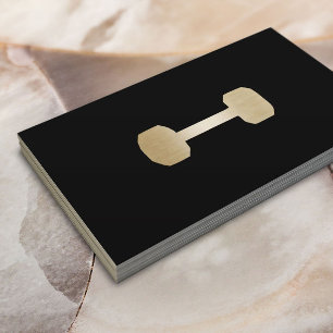Fitness Personal Trainer Gold Dumbbell Minimalist Business Card