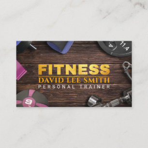 Fitness Personal Trainer Gold Typography Business  Business Card