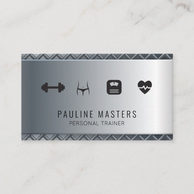 Fitness Personal Trainer | Metallic Background Appointment Card (Front)