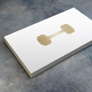 Fitness Personal Trainer Minimal Gold Dumbbell Business Card