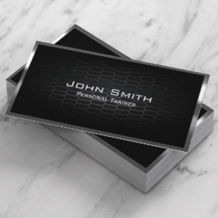 Fitness Personal Trainer Modern Metal Business Card