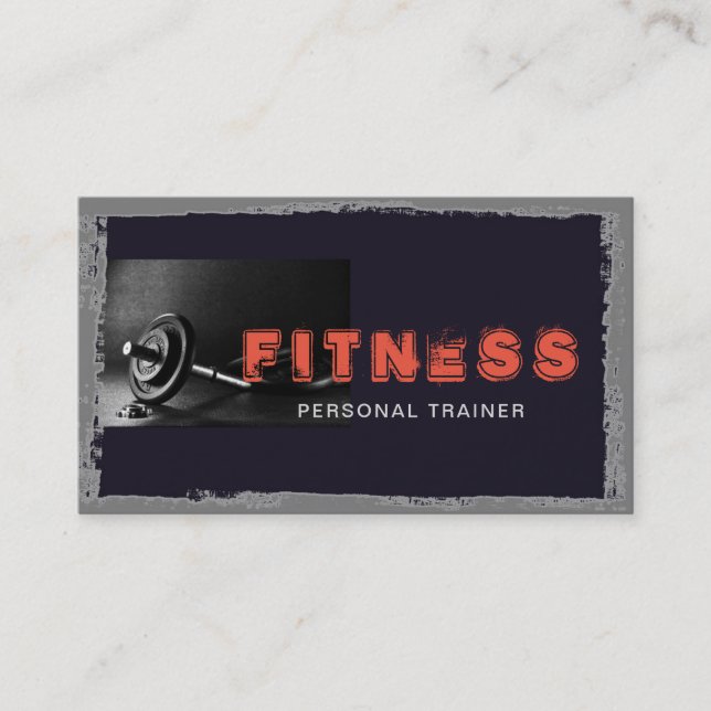 Fitness Personal Trainer Muscle Elegant Modern Business Card (Front)