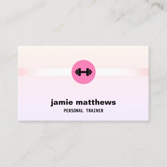 Fitness Personal Trainer Ombre Pink Business Card (Front)