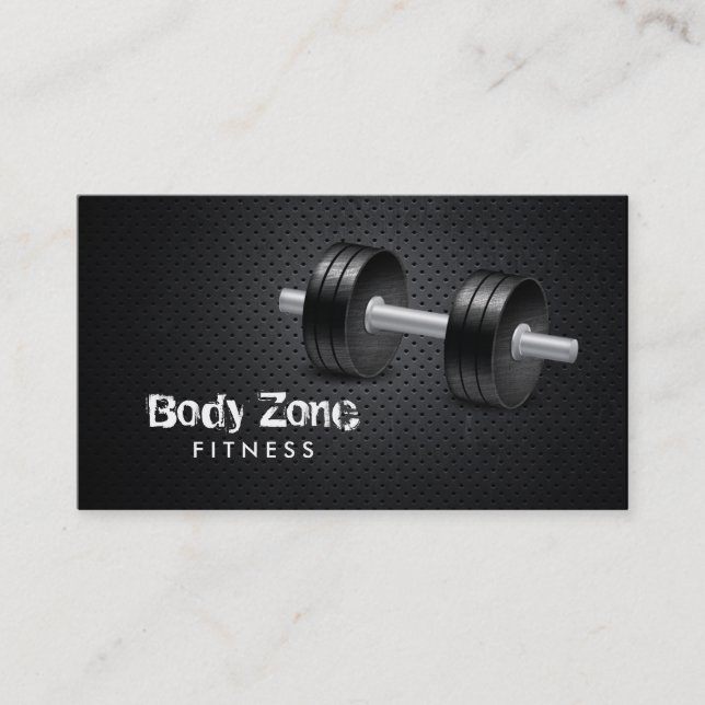 Fitness Personal Trainer Professional Dark Metal Business Card (Front)