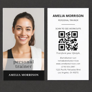 Fitness Personal Trainer QR Code Photo  Business Card
