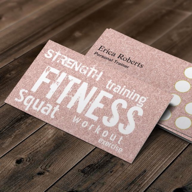 Fitness Personal Trainer Rose Gold Glitter Loyalty Card (Creator Uploaded)