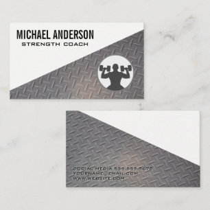 Fitness   Personal Trainer   Steel Metal Business Card