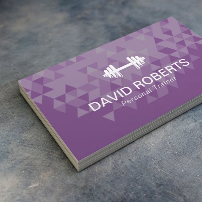 Fitness Personal Trainer Trendy Geometric Purple Business Card (Creator Uploaded)