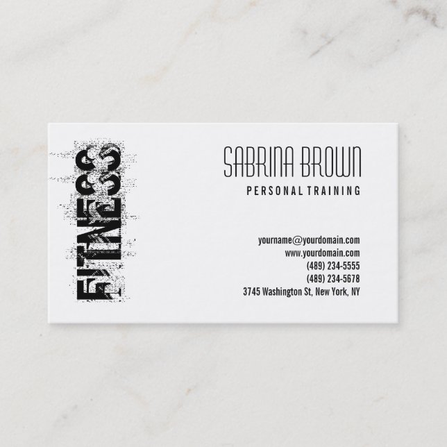 Fitness Personal Trainer White Business Card (Front)