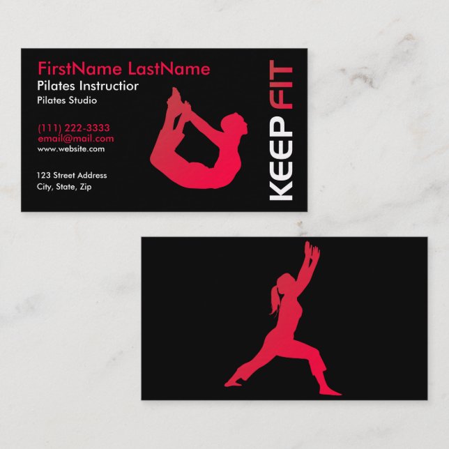 Fitness Pilates Instructor Business Card (Front/Back)