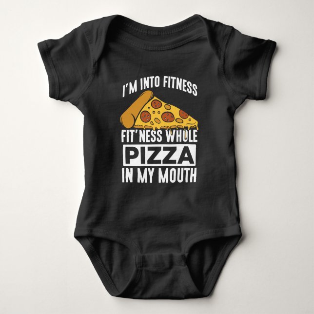 Fitness Pizza Slice Restaurant Lover Gym Foodie Baby Bodysuit (Front)