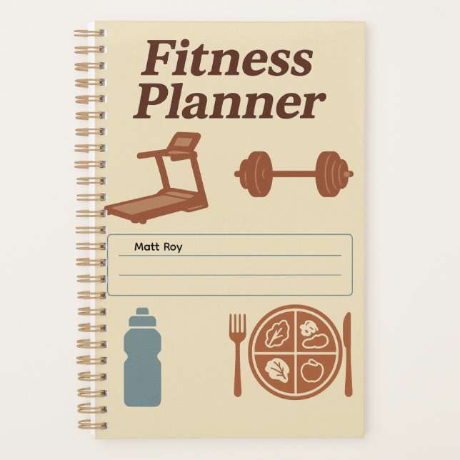 Fitness Planner for Workouts, Diet & Hydration (Front)