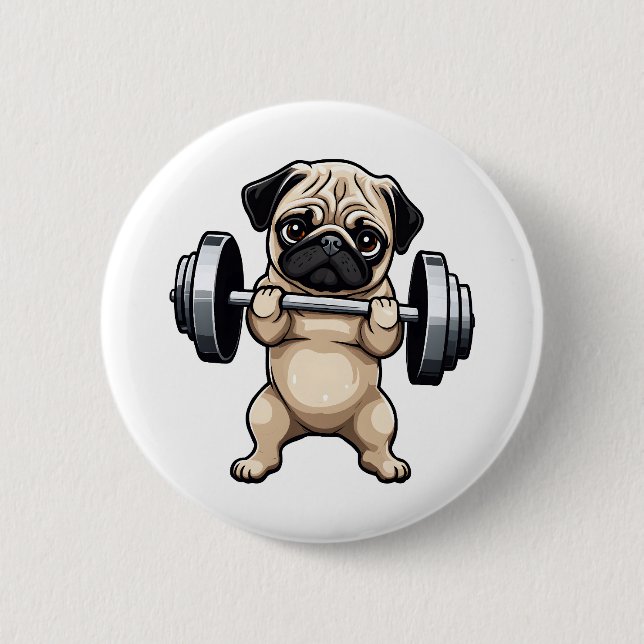 Fitness Pug 6 Cm Round Badge (Front)