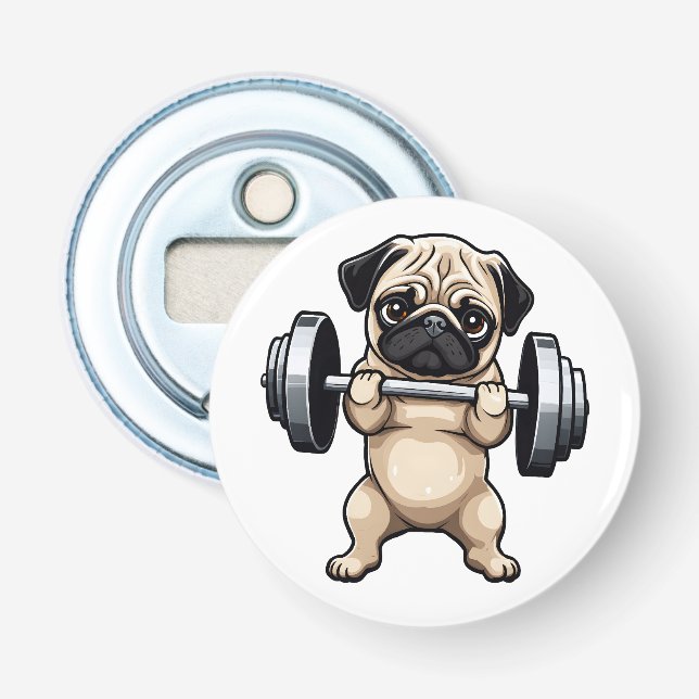 Fitness Pug Bottle Opener (Front)