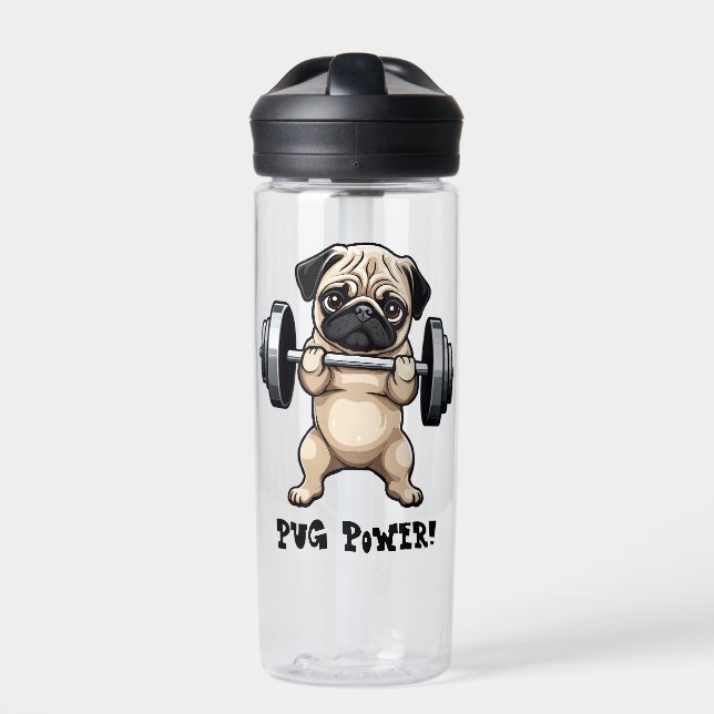 Fitness Pug Water Bottle (Front)