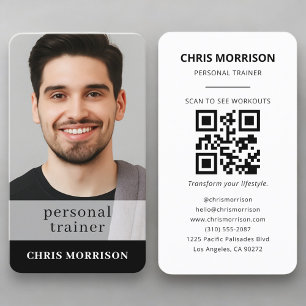 Fitness QR Code Personal Trainer Professional Business Card