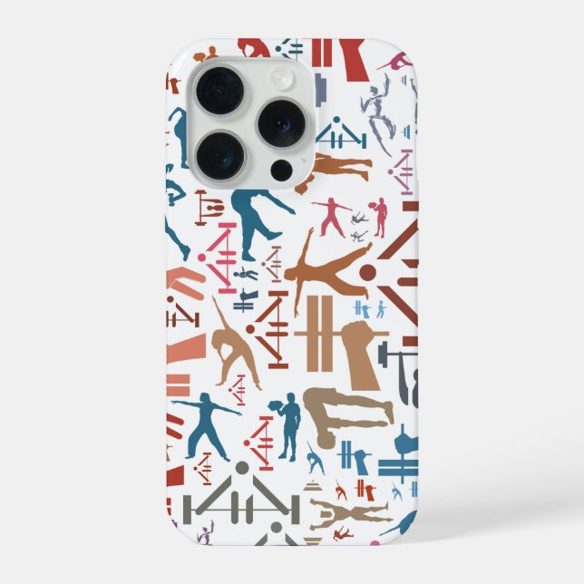 Fitness related symbols background iPhone case (Back)