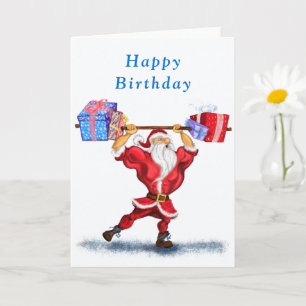 Fitness Santa Claus Christmas Birthday Card