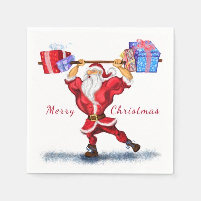 Fitness Santa Claus Napkins (Front)
