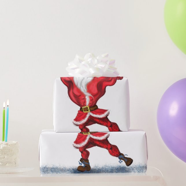 Fitness Santa Claus Wrapping Paper (Party Gifts)