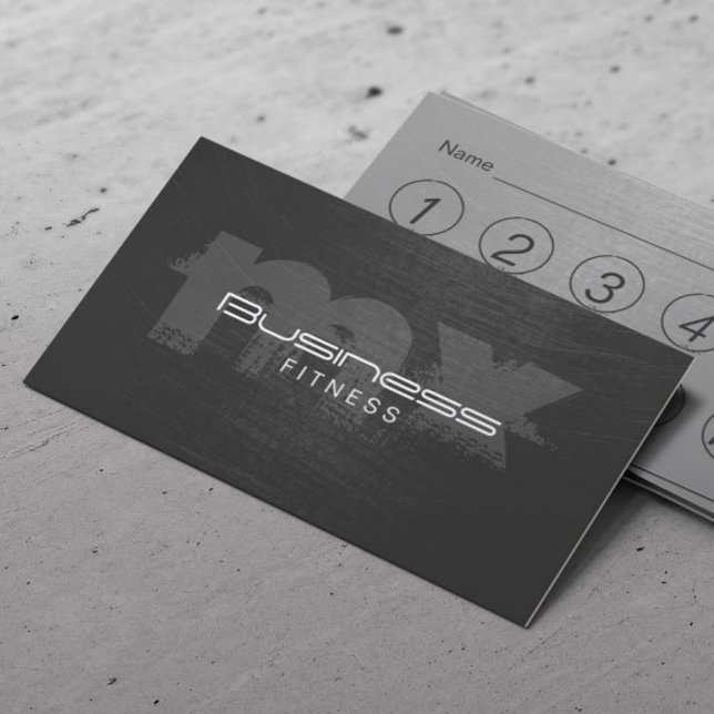 Fitness Scratched Dark Monogram Loyalty Punch Card (Creator Uploaded)