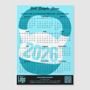 Fitness Slogan Electric-Blue 2026 Calendar Magnet