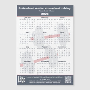 Fitness Slogan Grey White Red 2026 Calendar Magnet