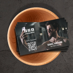 Fitness Social Media QR Code Photo Business Card