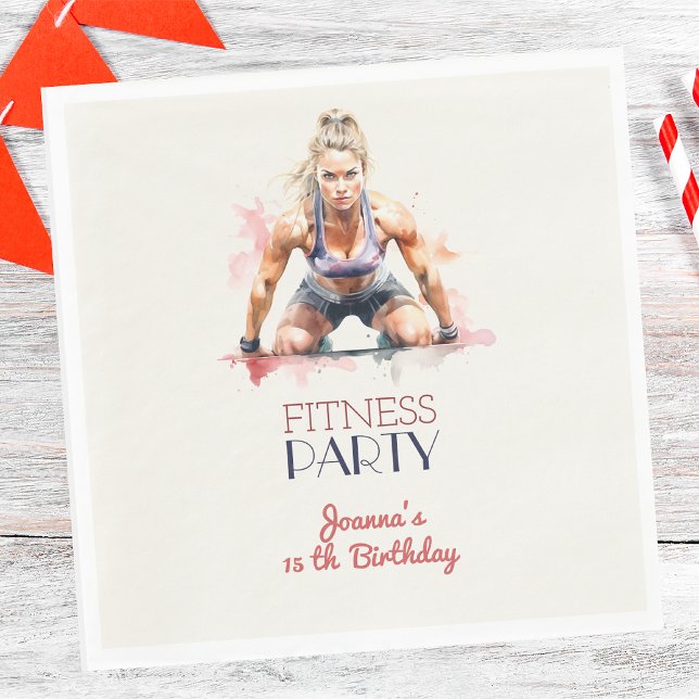 Fitness sport girl birthday party napkin (Creator Uploaded)