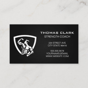 Fitness Strength Man Flexing Logo Business Card
